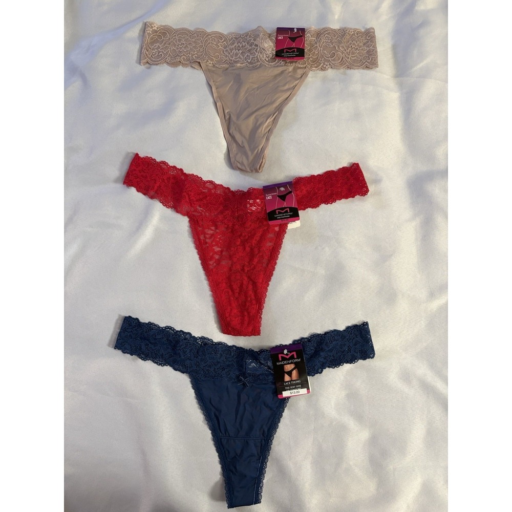 NEW Maidenform Luxurious Lace Thong Women 2Xlarge DMESLT 3 Pair Maidenform Thong